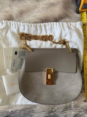 Chloe Shoulder Bag in Taupe with Gold Hardware